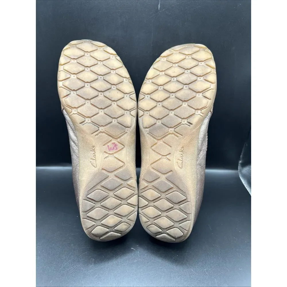 Clarks Collection Womens 7.5 M Ballet Flats Taupe Bronze Metallic Slip On